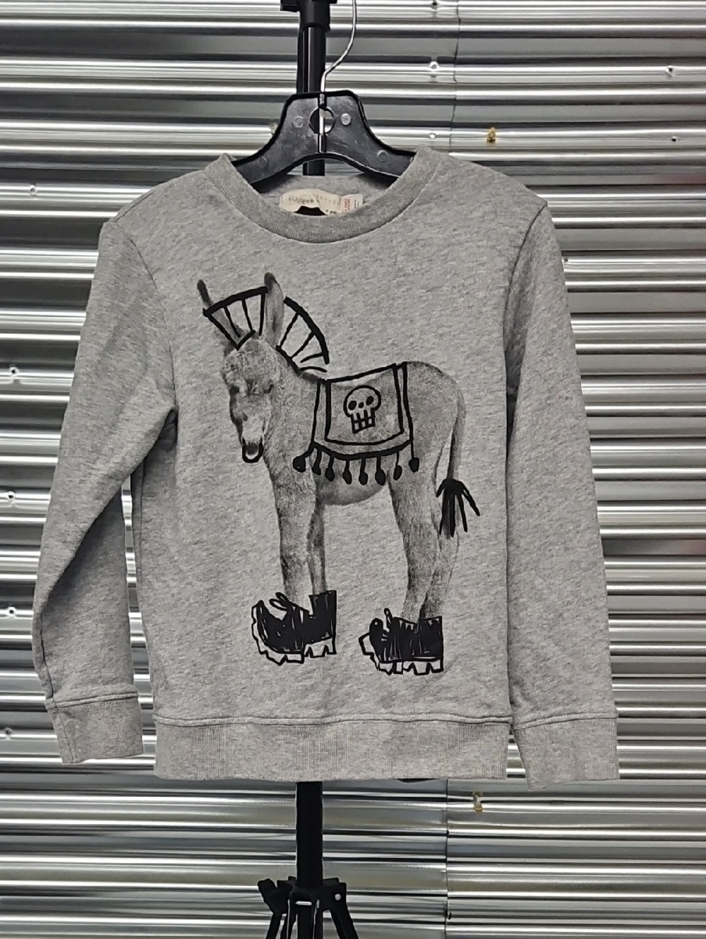Stella McCartney Kids Grey Graphic Sweatshirt with Donkey Print